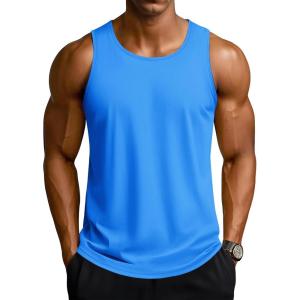 imageTACVASEN Mens Workout Tank Tops Sleeveless UPF 50 Summer Sun Shirts Quick Dry for Running Swim Gym BeachAzure