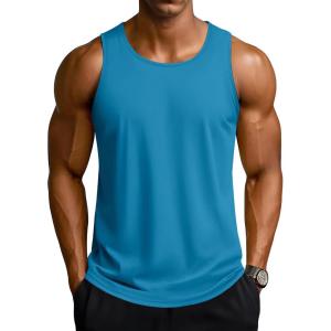 imageTACVASEN Mens Workout Tank Tops Sleeveless UPF 50 Summer Sun Shirts Quick Dry for Running Swim Gym BeachBlue Green