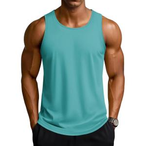 imageTACVASEN Mens Workout Tank Tops Sleeveless UPF 50 Summer Sun Shirts Quick Dry for Running Swim Gym BeachGrey Green