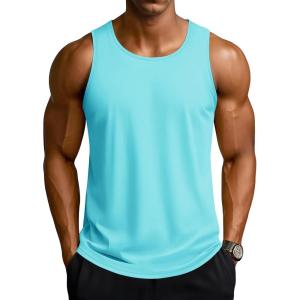 imageTACVASEN Mens Workout Tank Tops Sleeveless UPF 50 Summer Sun Shirts Quick Dry for Running Swim Gym BeachLake Blue