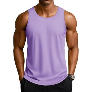 imageTACVASEN Mens Workout Tank Tops Sleeveless UPF 50 Summer Sun Shirts Quick Dry for Running Swim Gym BeachLight Purple