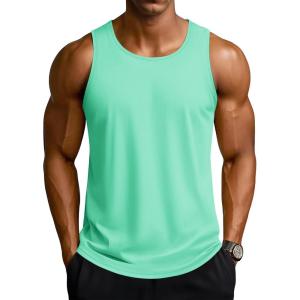 imageTACVASEN Mens Workout Tank Tops Sleeveless UPF 50 Summer Sun Shirts Quick Dry for Running Swim Gym BeachMint Green