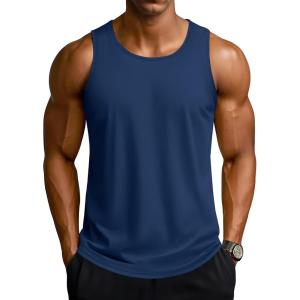 imageTACVASEN Mens Workout Tank Tops Sleeveless UPF 50 Summer Sun Shirts Quick Dry for Running Swim Gym BeachNavy