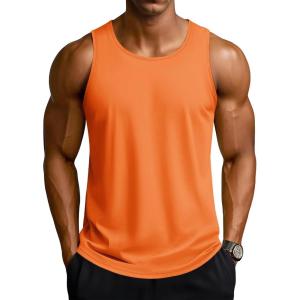 imageTACVASEN Mens Workout Tank Tops Sleeveless UPF 50 Summer Sun Shirts Quick Dry for Running Swim Gym BeachOrange