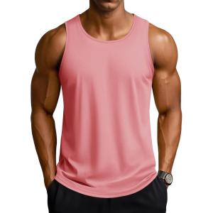 imageTACVASEN Mens Workout Tank Tops Sleeveless UPF 50 Summer Sun Shirts Quick Dry for Running Swim Gym BeachPink