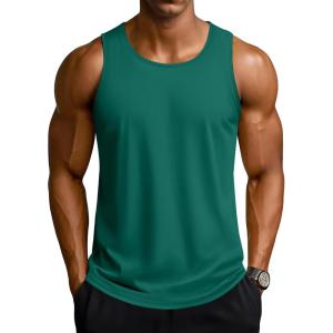 imageTACVASEN Mens Workout Tank Tops Sleeveless UPF 50 Summer Sun Shirts Quick Dry for Running Swim Gym BeachVivid Green