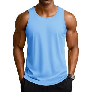 imageTACVASEN Mens Workout Tank Tops Sleeveless UPF 50 Summer Sun Shirts Quick Dry for Running Swim Gym BeachW Blue