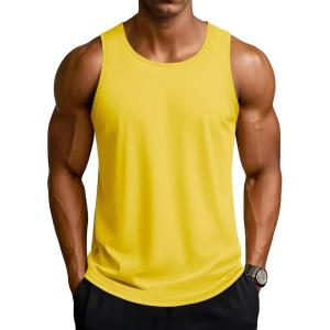 imageTACVASEN Mens Workout Tank Tops Sleeveless UPF 50 Summer Sun Shirts Quick Dry for Running Swim Gym BeachYellow