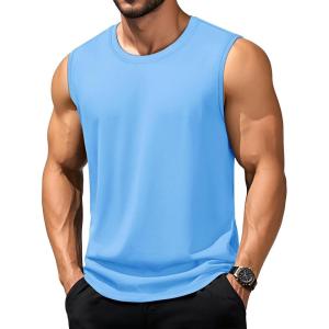 imageTACVASEN Tank Top for Men Moisture Wicking Cotton Sleeveless Shirts Muscle Gym Workout Causal Summer Tank Tops06 Falls Blue