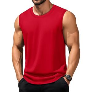 imageTACVASEN Tank Top for Men Moisture Wicking Cotton Sleeveless Shirts Muscle Gym Workout Causal Summer Tank Tops12 Tomato Red
