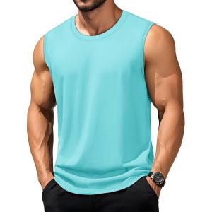 imageTACVASEN Tank Top for Men Moisture Wicking Cotton Sleeveless Shirts Muscle Gym Workout Causal Summer Tank Tops13 Lake Blue
