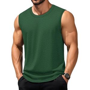 imageTACVASEN Tank Top for Men Moisture Wicking Cotton Sleeveless Shirts Muscle Gym Workout Causal Summer Tank Tops20 Dark Green