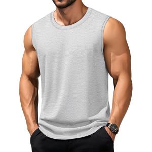 imageTACVASEN Tank Top for Men Moisture Wicking Cotton Sleeveless Shirts Muscle Gym Workout Causal Summer Tank Tops23 Beige
