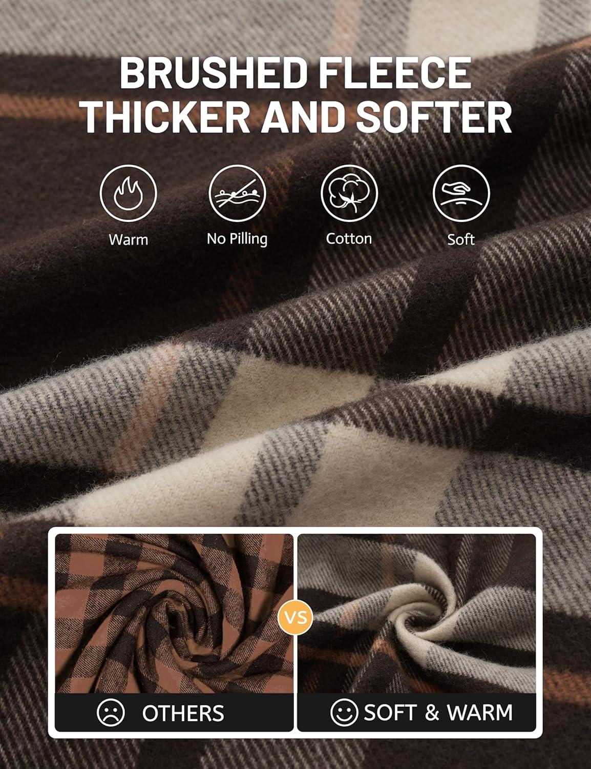 imageTACVASEN Mens Flannel Shirts Brushed Fleece Flannel Shirts Jacket Button Down Soft Cotton Casual Plaid Fall ShirtYellow Brown