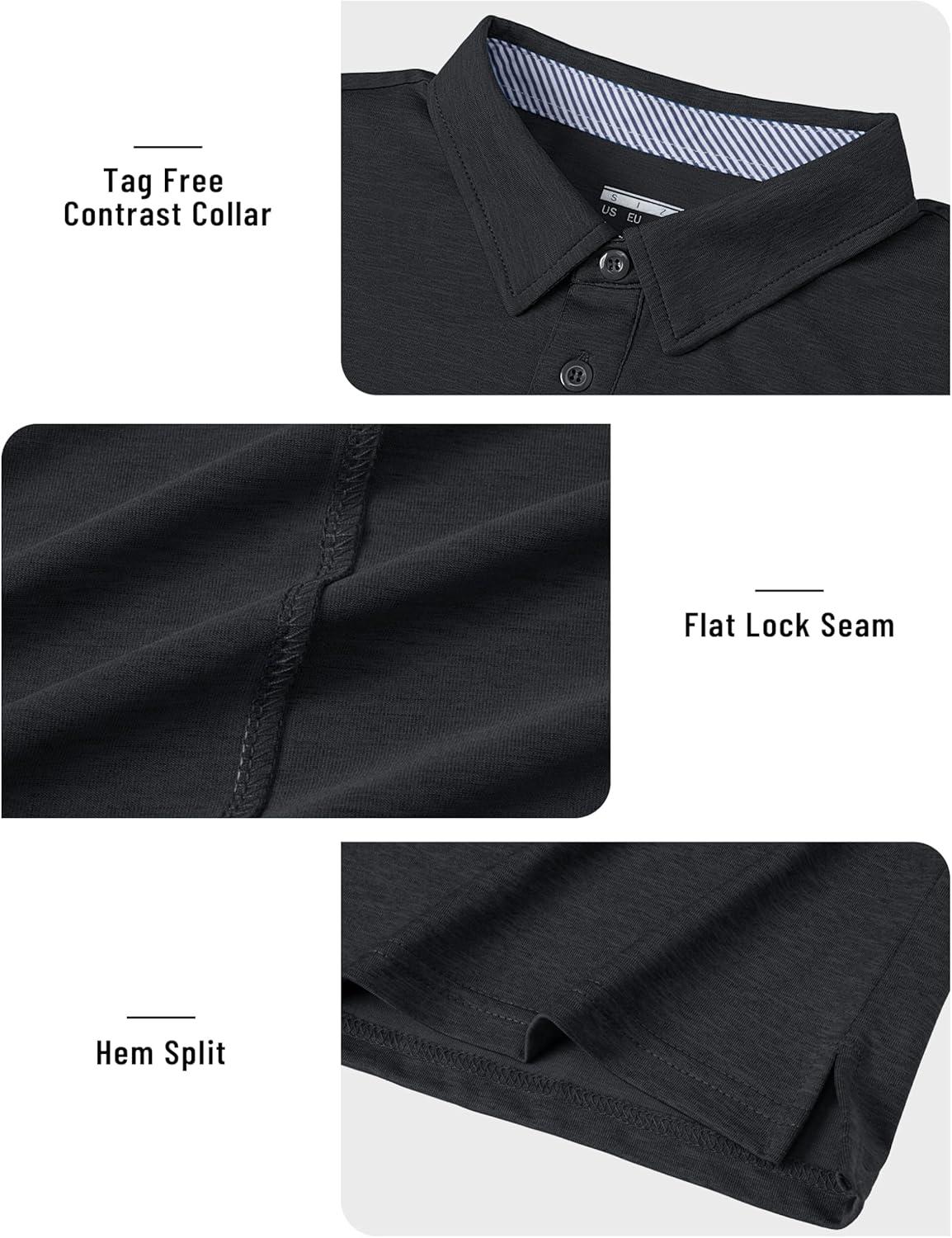 imageTACVASEN Mens Golf Shirts Short Sleeve Quick Dry Polo Shirts Moisture Wicking Casual Business Sports Breathable PoloBlack