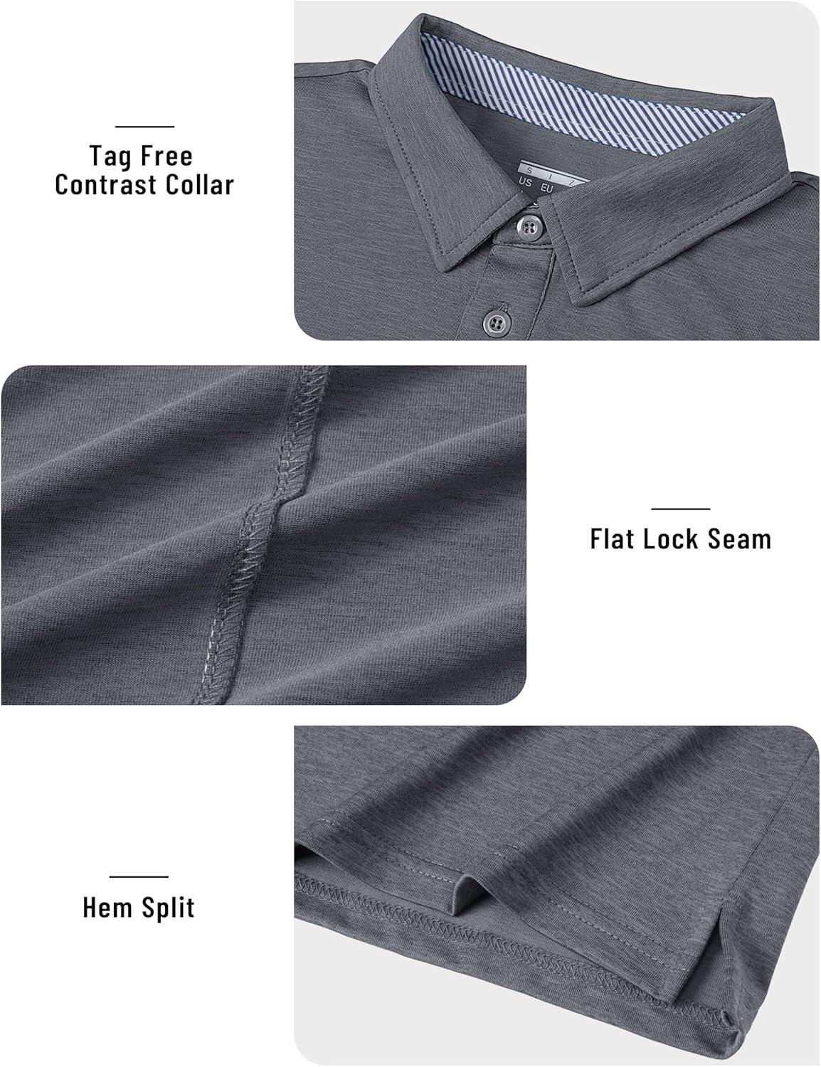 imageTACVASEN Mens Golf Shirts Short Sleeve Quick Dry Polo Shirts Moisture Wicking Casual Business Sports Breathable PoloDark Grey