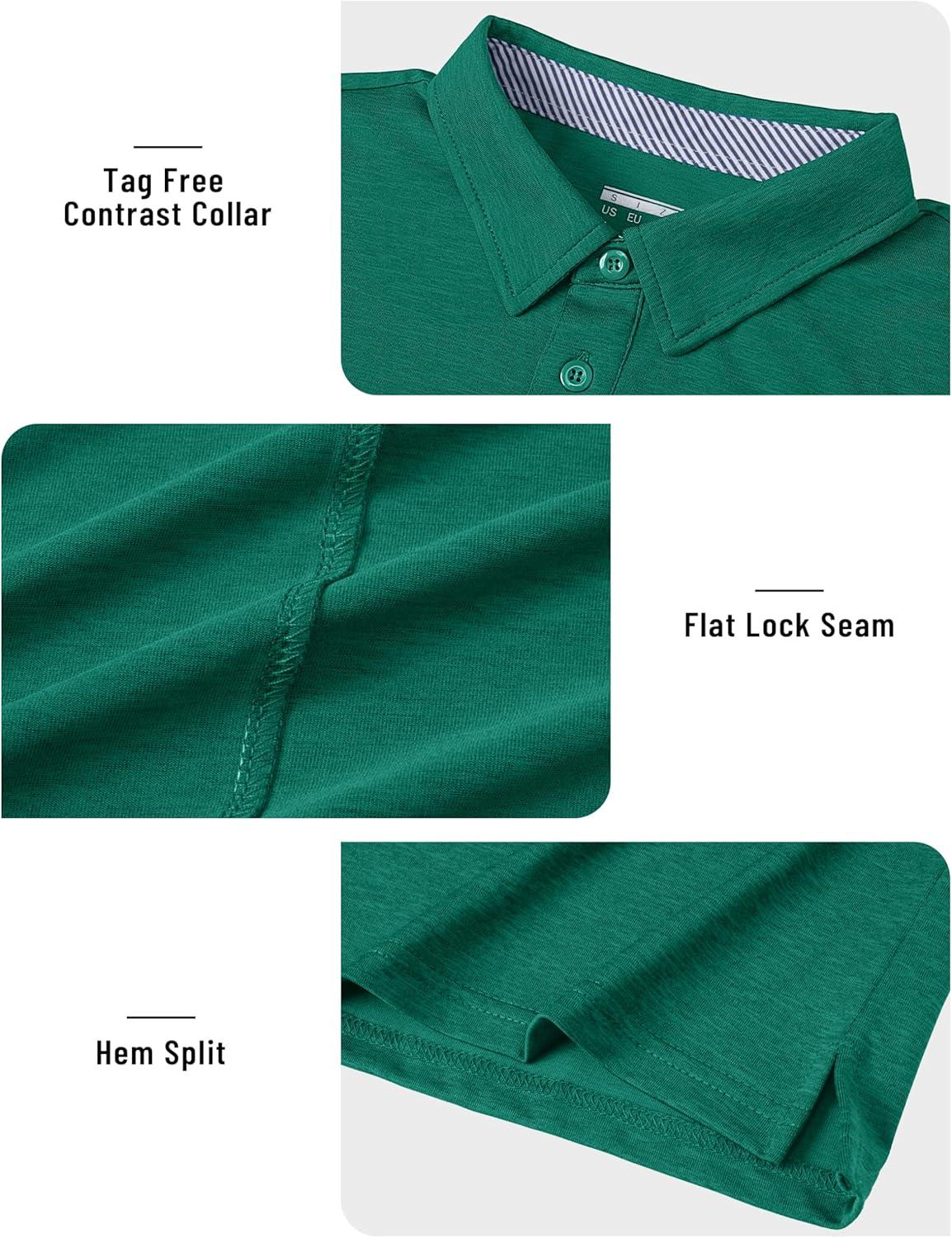 imageTACVASEN Mens Golf Shirts Short Sleeve Quick Dry Polo Shirts Moisture Wicking Casual Business Sports Breathable PoloEmerald Green