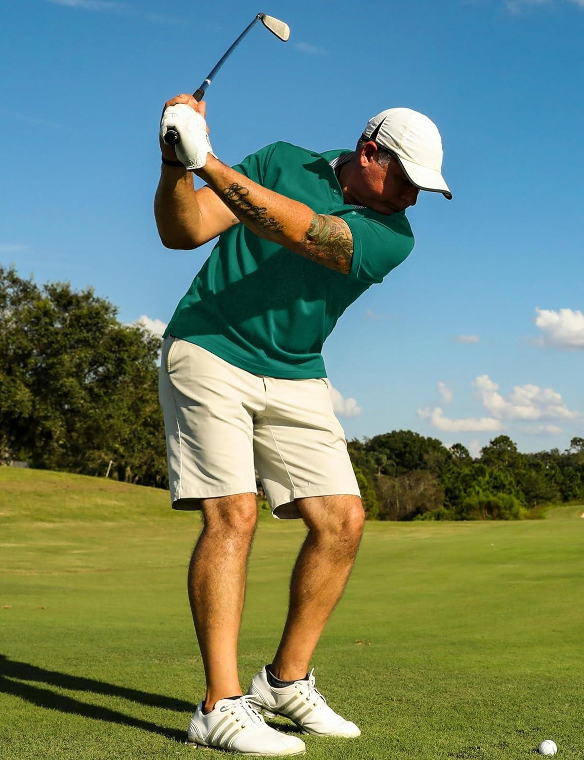 imageTACVASEN Mens Golf Shirts Short Sleeve Quick Dry Polo Shirts Moisture Wicking Casual Business Sports Breathable PoloEmerald Green