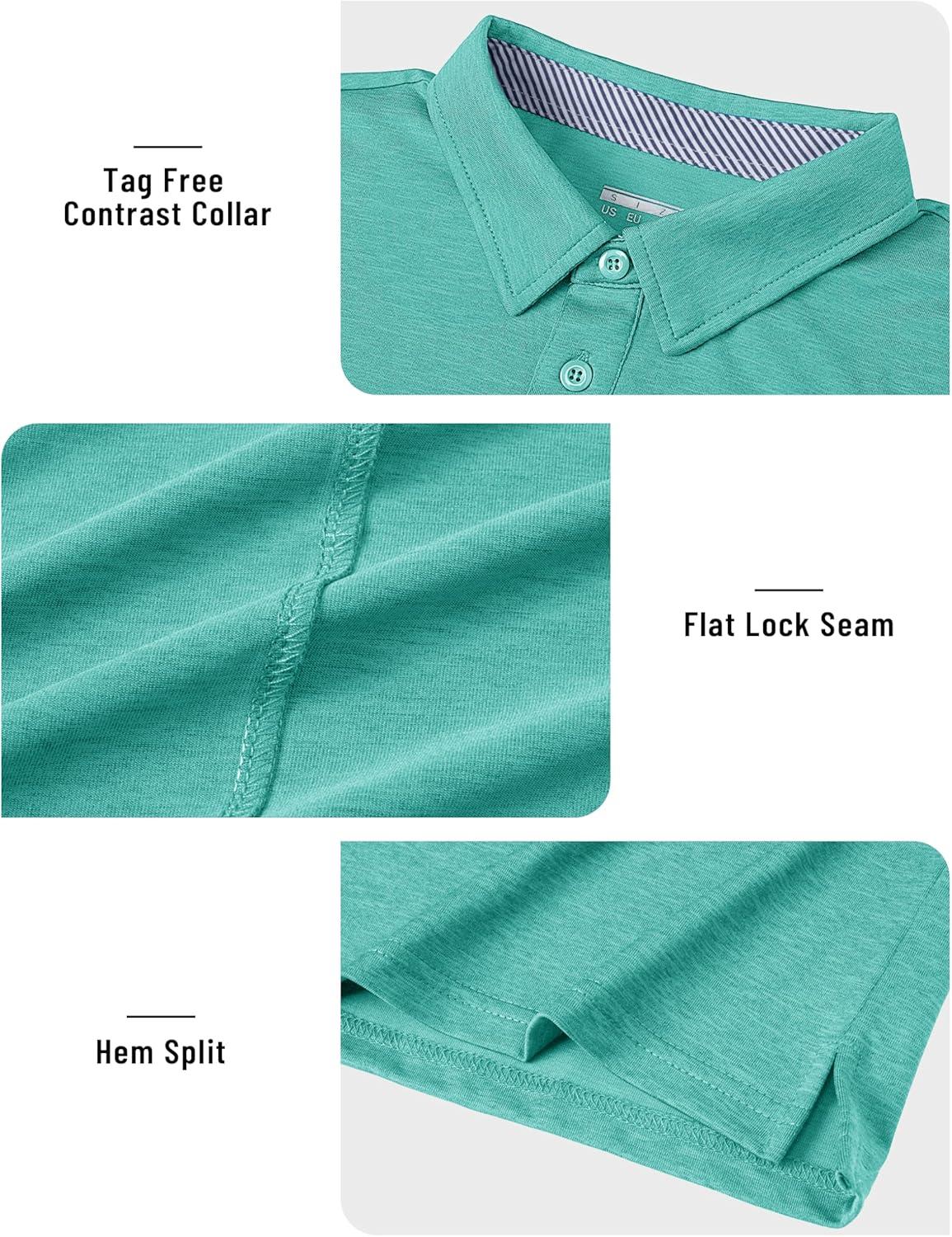 imageTACVASEN Mens Golf Shirts Short Sleeve Quick Dry Polo Shirts Moisture Wicking Casual Business Sports Breathable PoloLight Green
