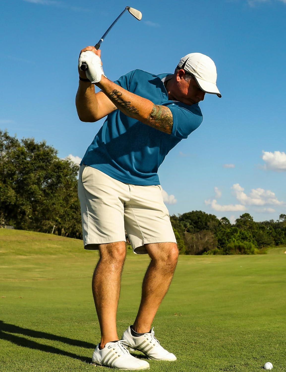 imageTACVASEN Mens Golf Shirts Short Sleeve Quick Dry Polo Shirts Moisture Wicking Casual Business Sports Breathable PoloPeacock Blue