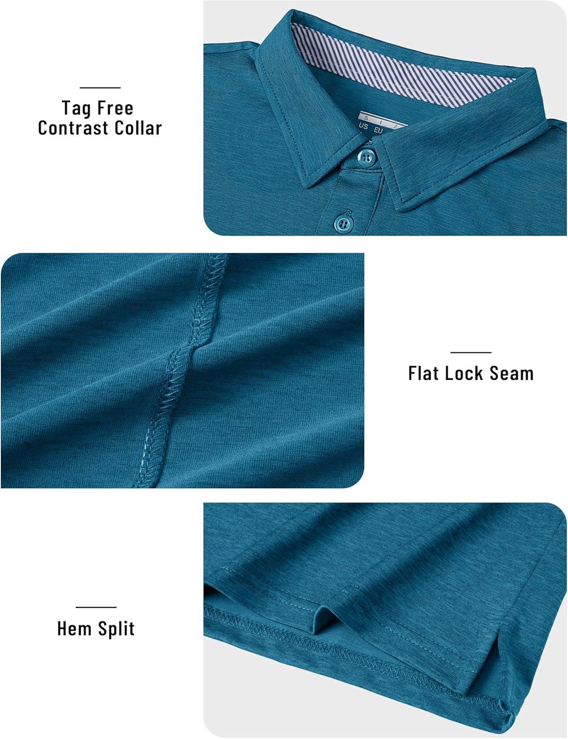 imageTACVASEN Mens Golf Shirts Short Sleeve Quick Dry Polo Shirts Moisture Wicking Casual Business Sports Breathable PoloPeacock Blue