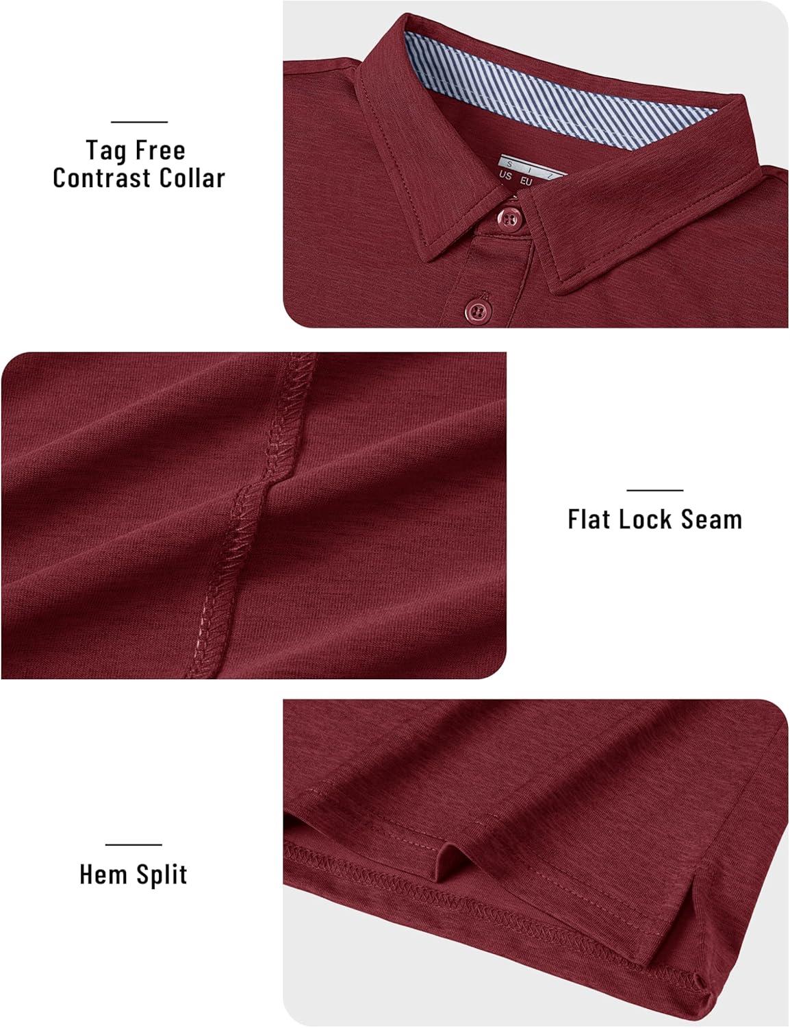 imageTACVASEN Mens Golf Shirts Short Sleeve Quick Dry Polo Shirts Moisture Wicking Casual Business Sports Breathable PoloWine Red
