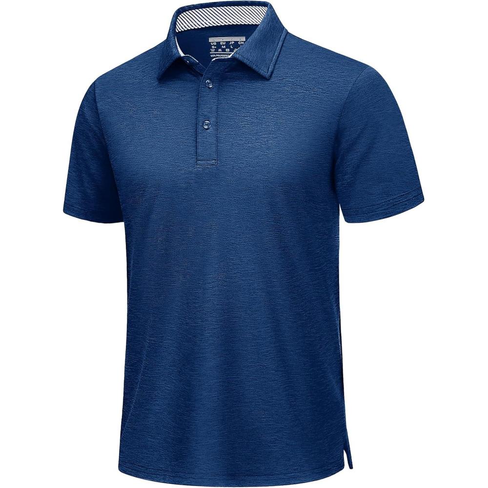 imageTACVASEN Mens Golf Shirts Short Sleeve Quick Dry Polo Shirts Moisture Wicking Casual Business Sports Breathable PoloDark Blue