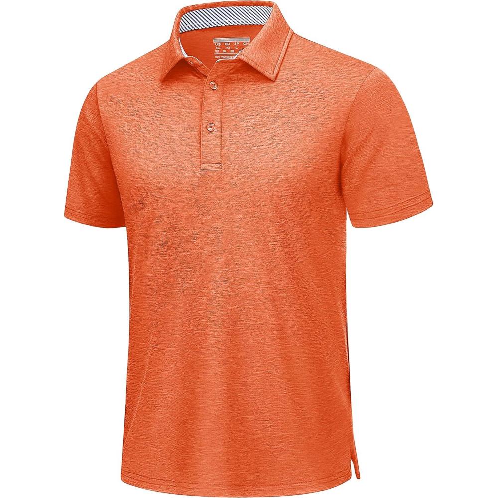 imageTACVASEN Mens Golf Shirts Short Sleeve Quick Dry Polo Shirts Moisture Wicking Casual Business Sports Breathable PoloOrange