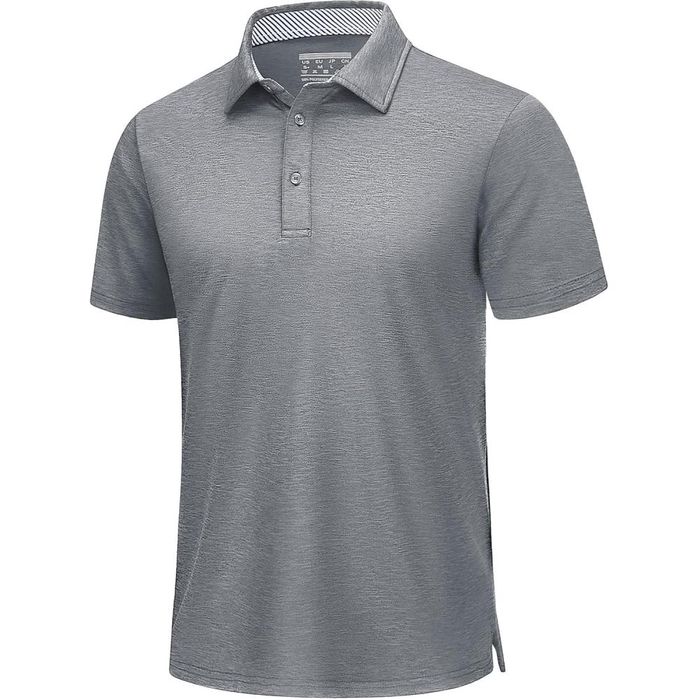 imageTACVASEN Mens Golf Shirts Short Sleeve Quick Dry Polo Shirts Moisture Wicking Casual Business Sports Breathable PoloSilver
