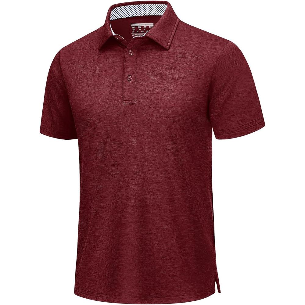 imageTACVASEN Mens Golf Shirts Short Sleeve Quick Dry Polo Shirts Moisture Wicking Casual Business Sports Breathable PoloWine Red