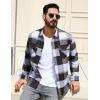 imageTACVASEN Mens Flannel Shirts Brushed Fleece Flannel Shirts Jacket Button Down Soft Cotton Casual Plaid Fall ShirtGrey Black