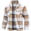 imageTACVASEN Mens Flannel Shirts Brushed Fleece Flannel Shirts Jacket Button Down Soft Cotton Casual Plaid Fall ShirtBeige