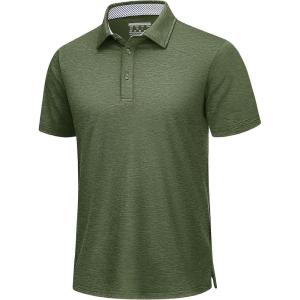 imageTACVASEN Mens Golf Shirts Short Sleeve Quick Dry Polo Shirts Moisture Wicking Casual Business Sports Breathable PoloArmy Green