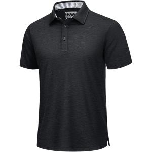 imageTACVASEN Mens Golf Shirts Short Sleeve Quick Dry Polo Shirts Moisture Wicking Casual Business Sports Breathable PoloBlack