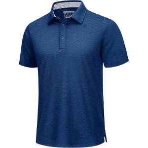 imageTACVASEN Mens Golf Shirts Short Sleeve Quick Dry Polo Shirts Moisture Wicking Casual Business Sports Breathable PoloDark Blue