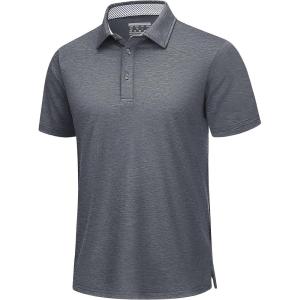 imageTACVASEN Mens Golf Shirts Short Sleeve Quick Dry Polo Shirts Moisture Wicking Casual Business Sports Breathable PoloDark Grey
