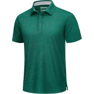 imageTACVASEN Mens Golf Shirts Short Sleeve Quick Dry Polo Shirts Moisture Wicking Casual Business Sports Breathable PoloEmerald Green