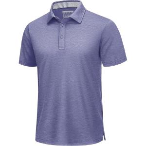 imageTACVASEN Mens Golf Shirts Short Sleeve Quick Dry Polo Shirts Moisture Wicking Casual Business Sports Breathable PoloLight Purple