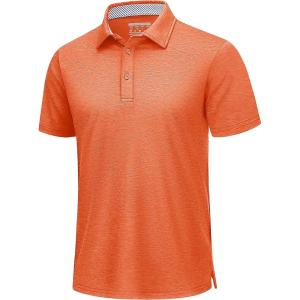 imageTACVASEN Mens Golf Shirts Short Sleeve Quick Dry Polo Shirts Moisture Wicking Casual Business Sports Breathable PoloOrange