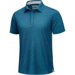 imageTACVASEN Mens Golf Shirts Short Sleeve Quick Dry Polo Shirts Moisture Wicking Casual Business Sports Breathable PoloPeacock Blue