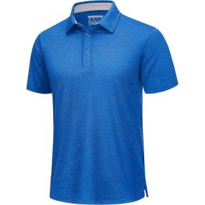 imageTACVASEN Mens Golf Shirts Short Sleeve Quick Dry Polo Shirts Moisture Wicking Casual Business Sports Breathable PoloSea Blue