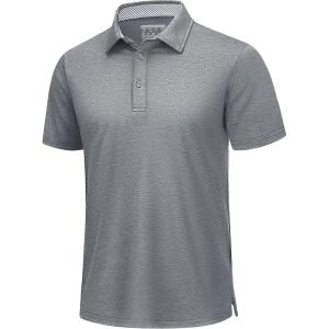imageTACVASEN Mens Golf Shirts Short Sleeve Quick Dry Polo Shirts Moisture Wicking Casual Business Sports Breathable PoloSilver