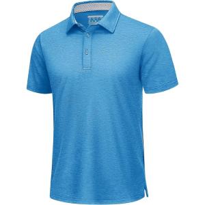 imageTACVASEN Mens Golf Shirts Short Sleeve Quick Dry Polo Shirts Moisture Wicking Casual Business Sports Breathable PoloSky Blue