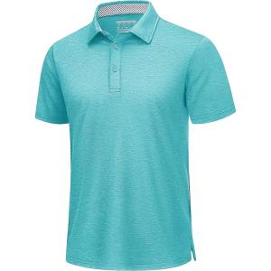 imageTACVASEN Mens Golf Shirts Short Sleeve Quick Dry Polo Shirts Moisture Wicking Casual Business Sports Breathable PoloWater Blue