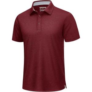 imageTACVASEN Mens Golf Shirts Short Sleeve Quick Dry Polo Shirts Moisture Wicking Casual Business Sports Breathable PoloWine Red