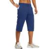 imageTACVASEN Mens Capri Pants Cargo Long Shorts Quick Dry Lightweight 34 Pants Below Knee Summer Hiking WorkBlue
