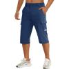 imageTACVASEN Mens Capri Pants Cargo Long Shorts Quick Dry Lightweight 34 Pants Below Knee Summer Hiking WorkBlue