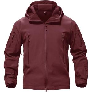 imageTACVASEN Mens Special Ops Military Tactical Soft Shell Winter Warm Fleece Lined Jacket Rain Hood Coat Hiking Snowboard09wine Red