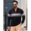 imageTACVASEN Mens Quarter Zip Sweaters Cotton Pullover Sweater Striped Casual Fall Winter Warm Pullover SweatshirtsBlack
