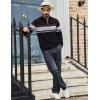 imageTACVASEN Mens Quarter Zip Sweaters Cotton Pullover Sweater Striped Casual Fall Winter Warm Pullover SweatshirtsBlack